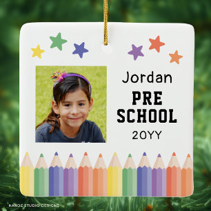 Pre-School Colourful Photo Kids Keepsake Ceramic Ornament