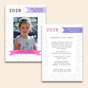 PRE-SCHOOL girl Graduation Photo Cute 2025 Invitation