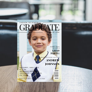 Pre-School Kindergarten Graduation Magazine Cover Invitation
