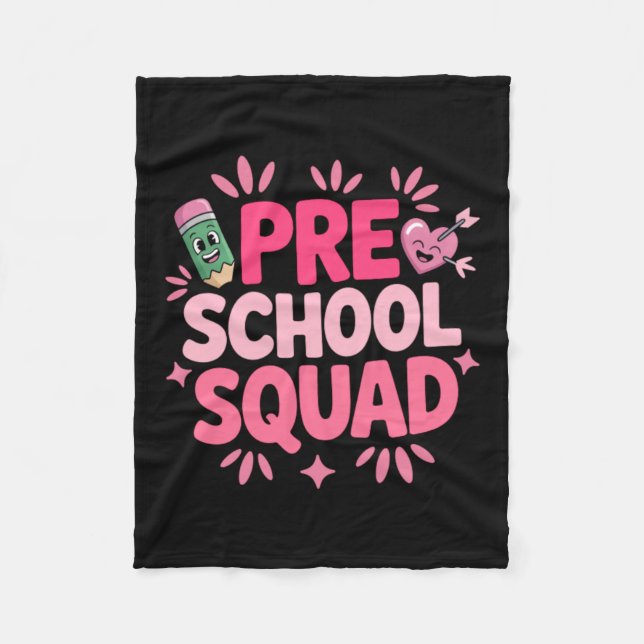 Pre School Squad Funny Teacher Fleece Blanket (Front)
