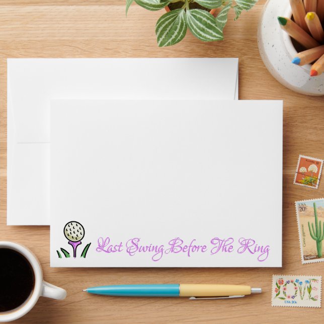 Pre-Wedding Bridal Party Golf Lavender Last Swing Envelope (Desk)