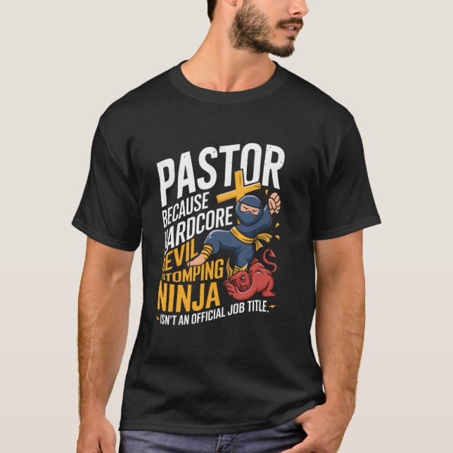 Preacher Devil Stomping Christian Sermonator Pasto T-Shirt (Front)