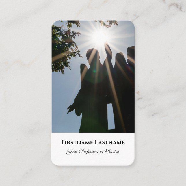 Preacher mortician spiritual healer angel statue business card (Front)