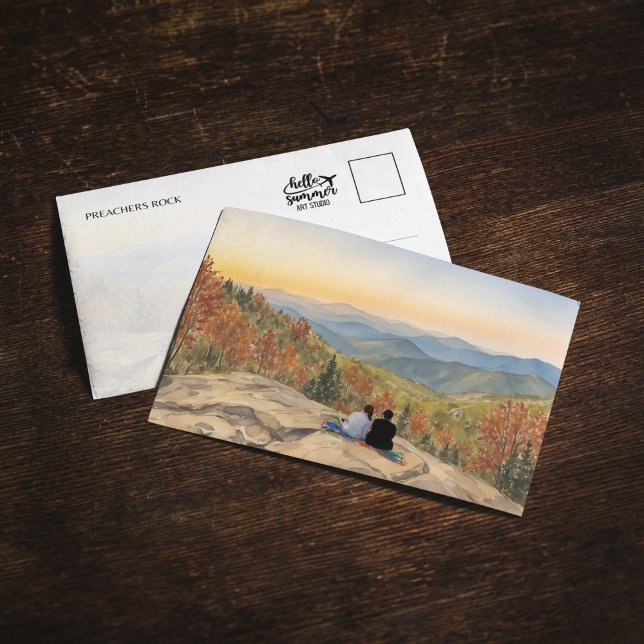 Preachers Rock North Georgia Watercolor Postcard (Creator Uploaded)