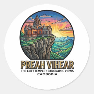 PREAH VIHEAR THE CLIFF TEMPLE CLASSIC ROUND STICKER