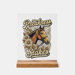 Preakness Stakes Vintage Horse Floral Race Design Acrylic Sign