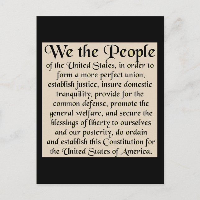Preamble to The Constitution of the United States Postcard (Front)