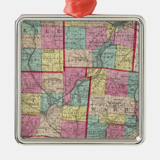 Preble and Warren Counties Metal Tree Decoration (Front)