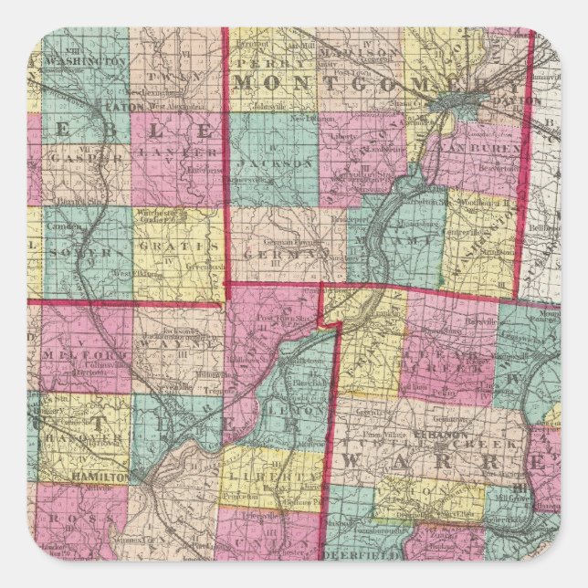 Preble and Warren Counties Square Sticker (Front)