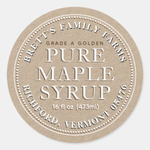 Precalculated Maple Syrup Label (Kraft White)