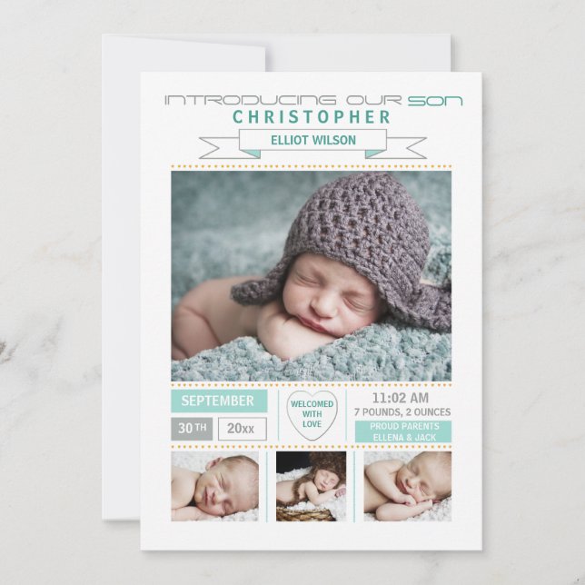 Precious Arrival Photo Birth Announcement (Front)