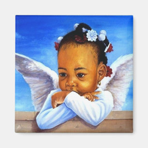 Precious Baby Angel African American Cherub Magnet