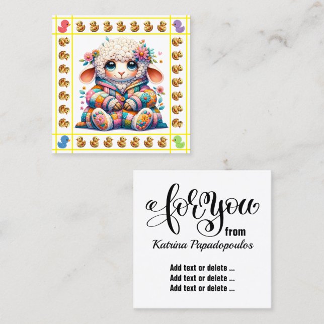 Precious Baby Animals Theme #1 Enclosure / Handout Square Business Card (Front/Back)