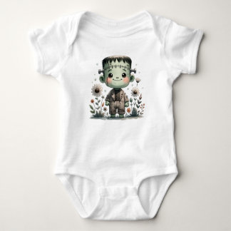 Precious Baby Frankenstein with Wildflowers | Cute Baby Bodysuit