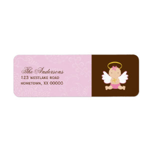 Precious Baby Girl Christening Return Address Label