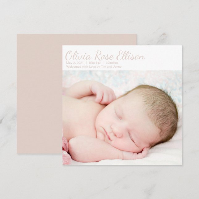 Precious Baby Girl Photo Birth Announcement (Front/Back)