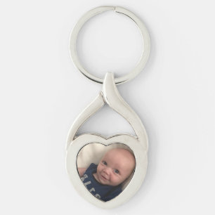 Precious Baby Photo Keychain Silver Heart Template