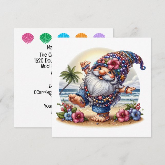 Precious Beach Gnome - Theme Invitation (Front/Back)