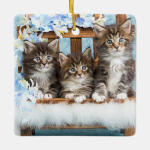 precious beautiful kittens ceramic tree decoration