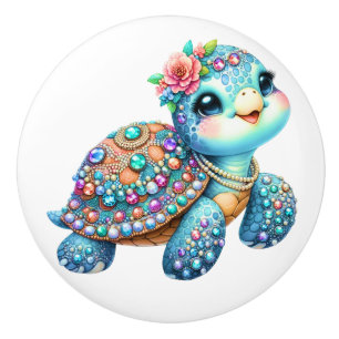 Precious Bling Baby Turtles - Read About Them - Ceramic Knob