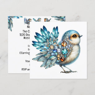 Precious Bling Birds Theme Invitation