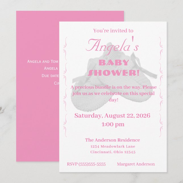 Precious Bundle Girl Baby Shower Invitation (Front/Back)