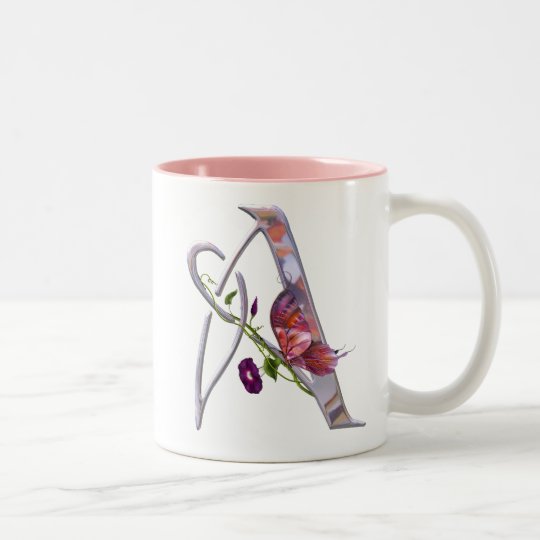 Precious Butterfly Initial A Two-Tone Coffee Mug