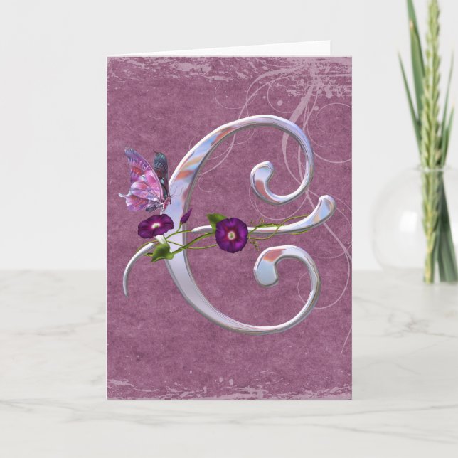 Precious Butterfly Initial C Note Card (Front)