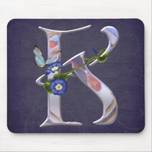 Precious Butterfly Initial K Mouse Pad
