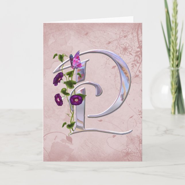Precious Butterfly Initial P Note Card (Front)