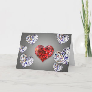 Precious Elegant Diamond Hearts Card