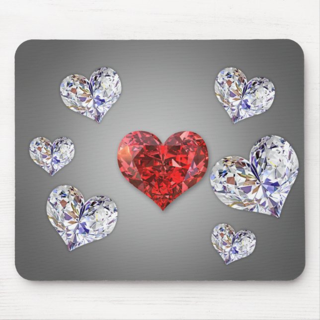 Precious Elegant Diamond Hearts Mouse Pad (Front)