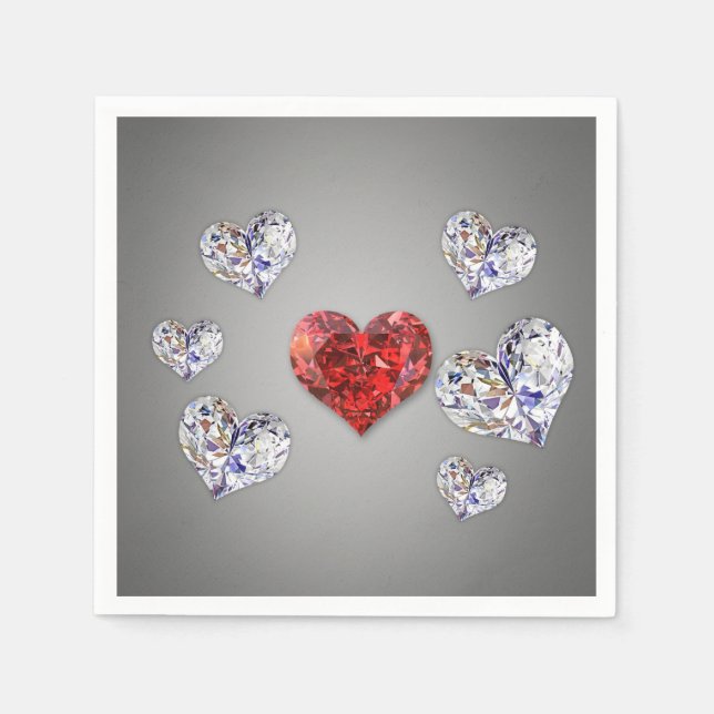 Precious Elegant Diamond Hearts Napkin (Front)