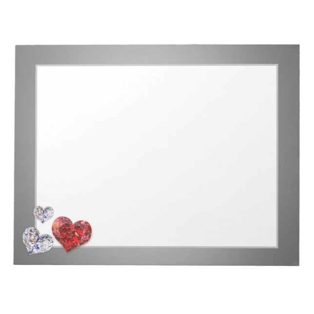 Precious Elegant Diamond Hearts Notepad (Front)