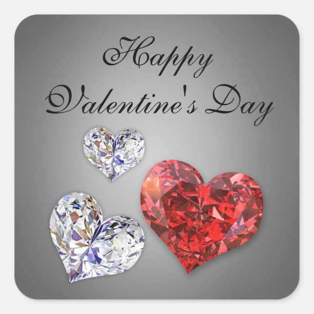 Precious Elegant Diamond Hearts Square Sticker (Front)