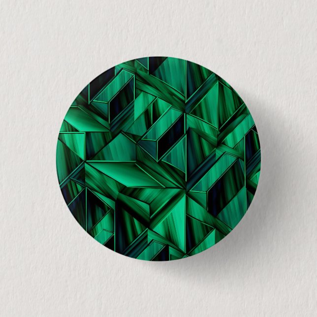 Precious emerald gemstone inspired 3 cm round badge (Front)