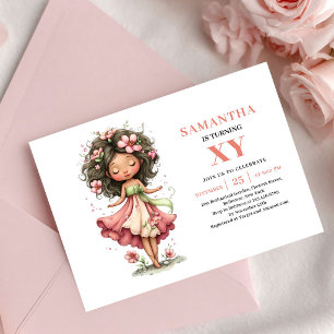 Precious Fairy Girl Birthday Floral Pink invite