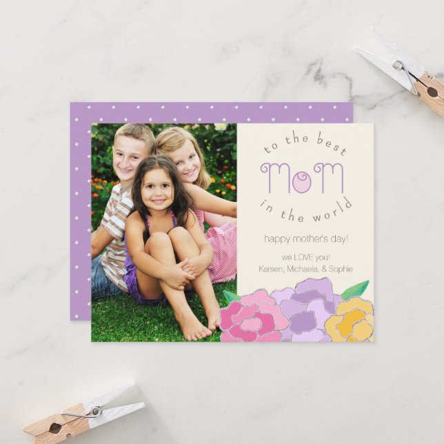 Precious Florals Happy Mother's Day Photo Card (Front/Back In Situ)