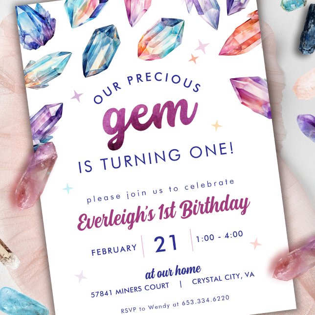 Precious Gem 1st Birthday Crystal Invitation (Creator Uploaded)