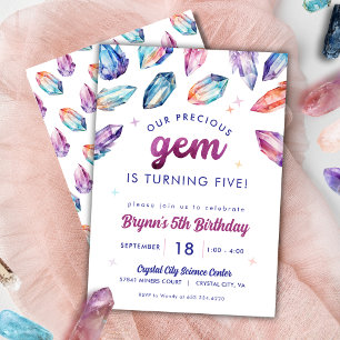 Precious Gem Girls 5th Birthday Crystals Invitation