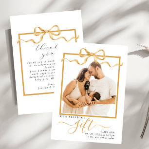 Precious Gift Elegant Photo Baby Shower Thank You Card