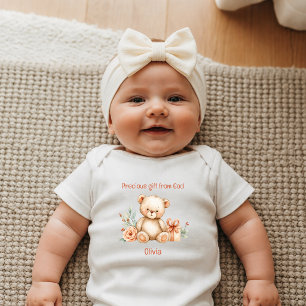 Precious Gift from God Teddy Bear Newborn Baby Bodysuit