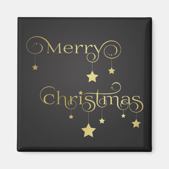 Precious Gold Merry Christmas Stars Magnet (Front)
