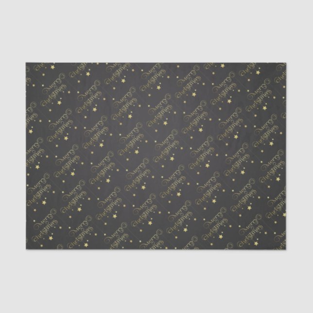 Precious Gold Merry Christmas Stars Tissue Paper (Front)
