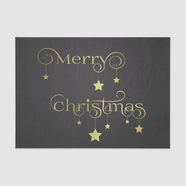 Precious Gold Merry Christmas Stars Tissue Paper (Front)