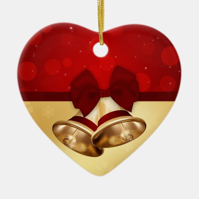 Precious Golden Christmas Bells Ceramic Tree Decoration (Front)