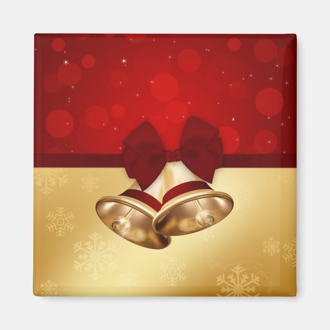 Precious Golden Christmas Bells Magnet (Front)