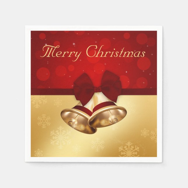 Precious Golden Christmas Bells Napkin (Front)