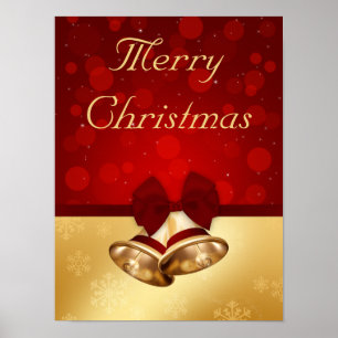 Precious Golden Christmas Bells Poster