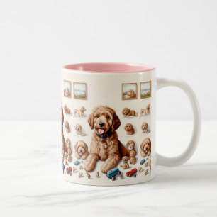 Precious Goldendoodle Art Two-Tone Coffee Mug